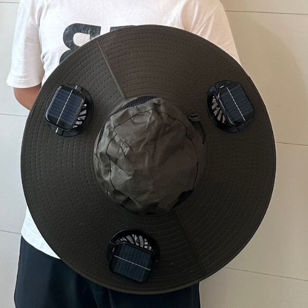 Outdoor Wide Brim Solar-Fan Hat - Triple-Power Rechargeable
