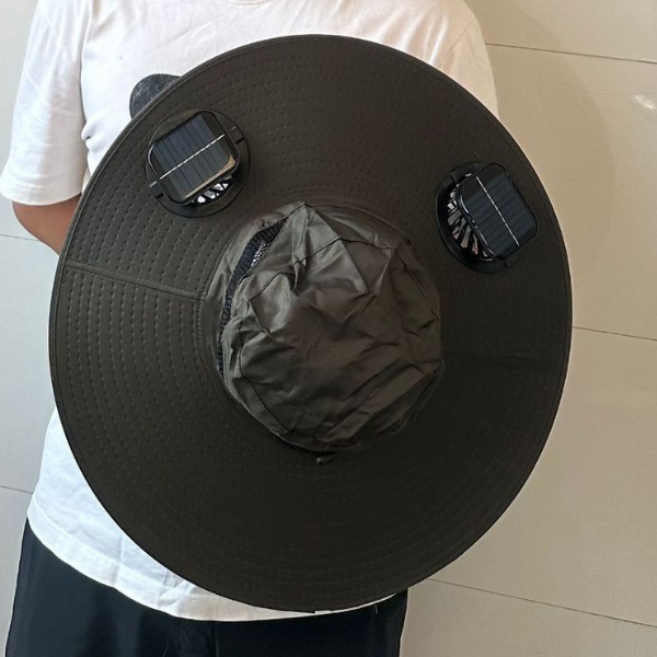 Outdoor Wide Brim Solar-Fan Hat - Triple-Power Rechargeable