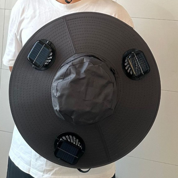 Outdoor Wide Brim Solar-Fan Hat - Triple-Power Rechargeable