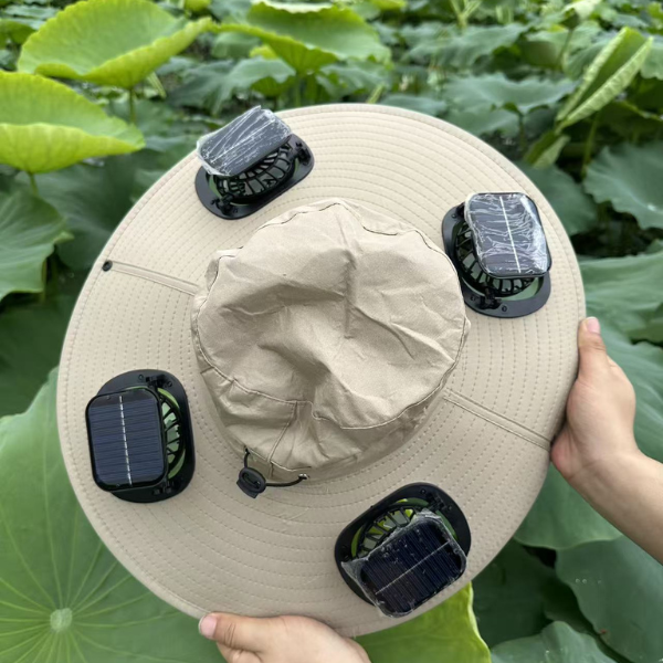 Outdoor Wide Brim Solar-Fan Hat - Triple-Power Rechargeable
