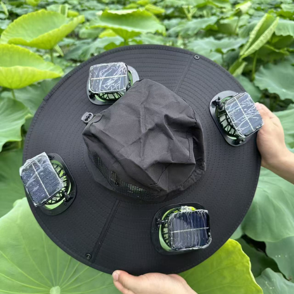 Outdoor Wide Brim Solar-Fan Hat - Triple-Power Rechargeable
