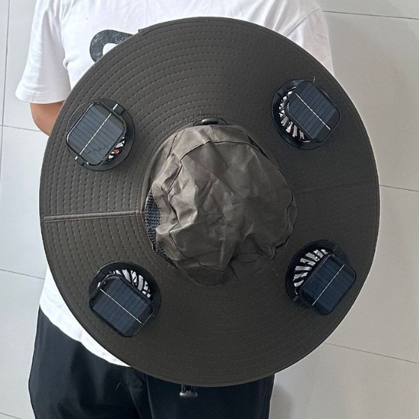 Outdoor Wide Brim Solar-Fan Hat - Triple-Power Rechargeable