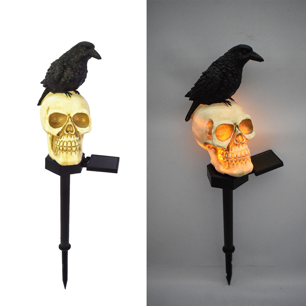  Crow Skull Solar Garden Light, Garden Ground Plug-in Light, Garden Outdoor Waterproof Solar Light Stake