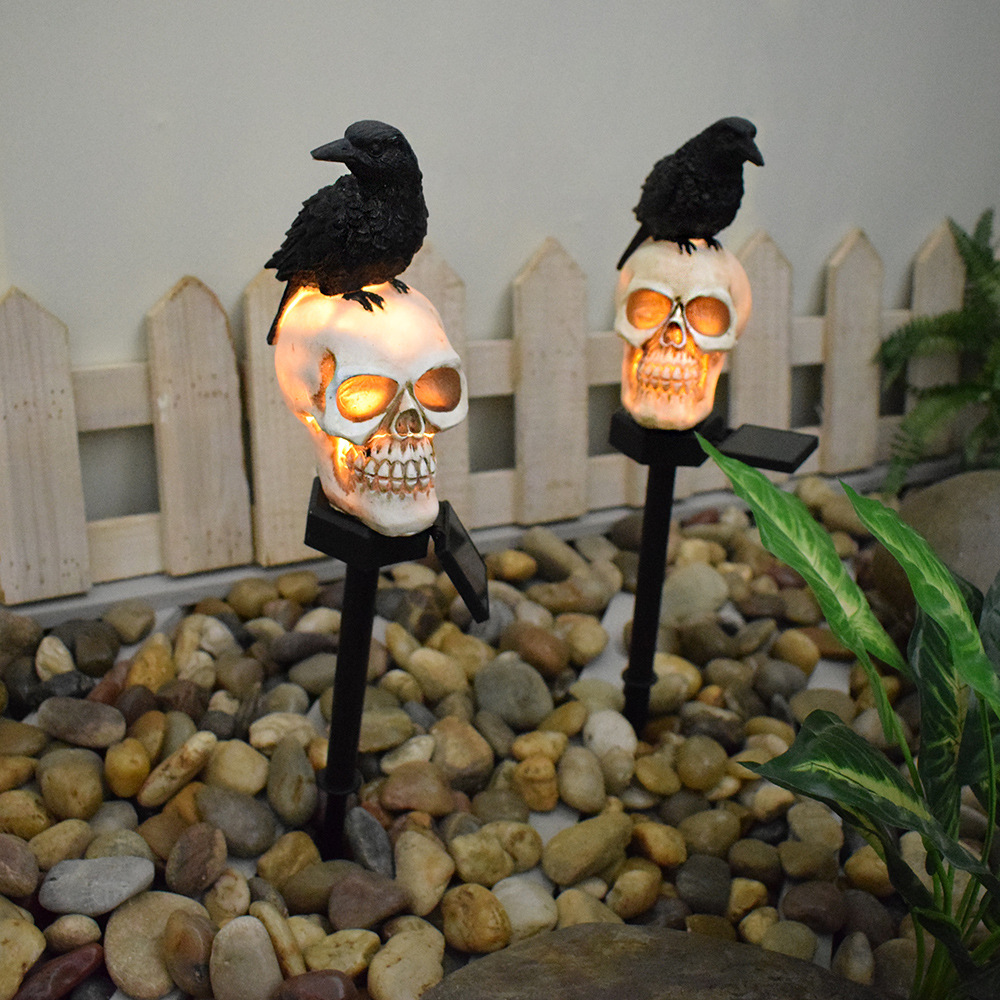  Crow Skull Solar Garden Light, Garden Ground Plug-in Light, Garden Outdoor Waterproof Solar Light Stake