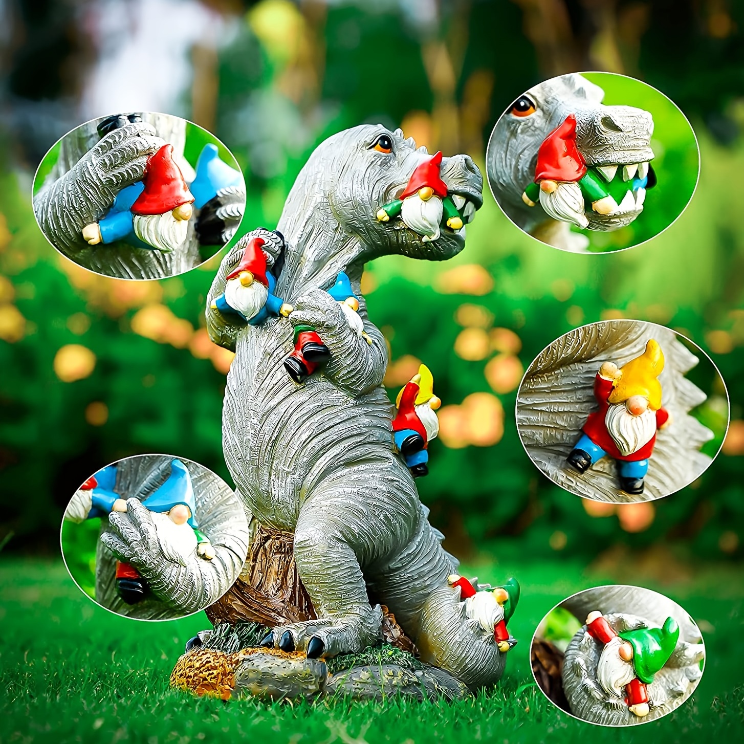 Dinosaur Gnomes Outdoor Garden Decorations, Miniature Dinosaur Gnomes Outdoor Statue