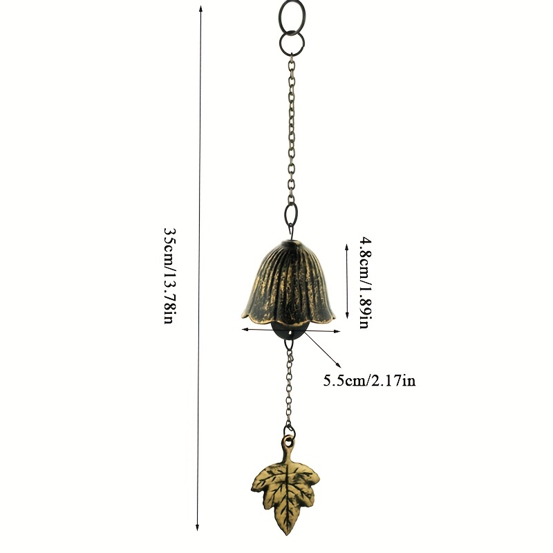 Metal Retro Hanging Leaf Bell, Balcony Outdoor Garden Hanging Decoration