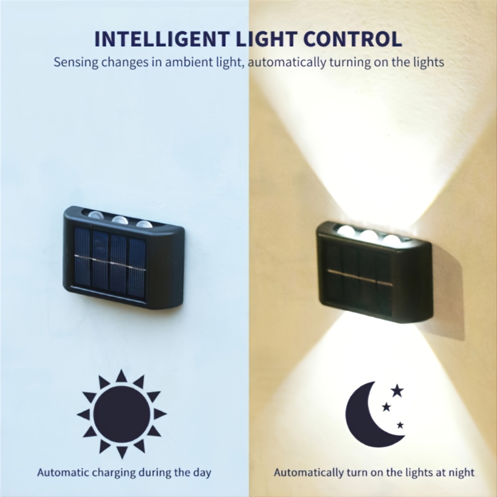Solar Waterproof Wall Light For Outdoor Decoration, 6 LED Lights, Wall Light For Courtyard, Street, Landscape, Garden