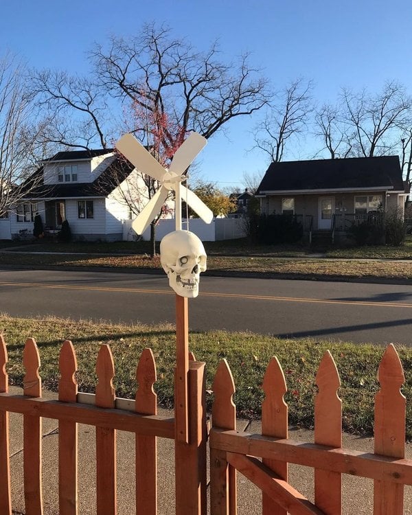 【Halloween hot sale 70% OFF】Iron Skull Whirligig - Garden Decor