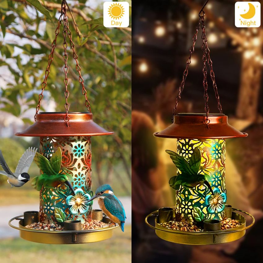 Solar-Powered Hummingbird Feeder with LED Light