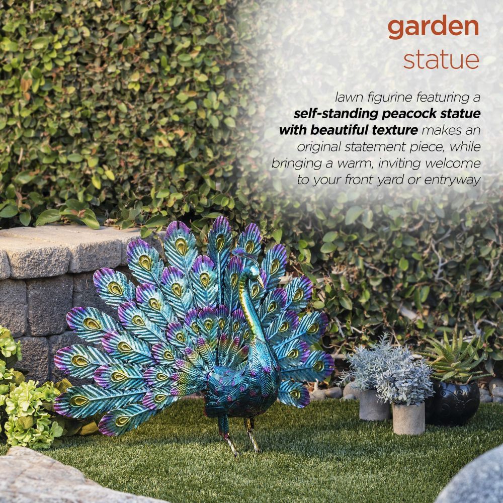 Metal Peacock Garden Statue