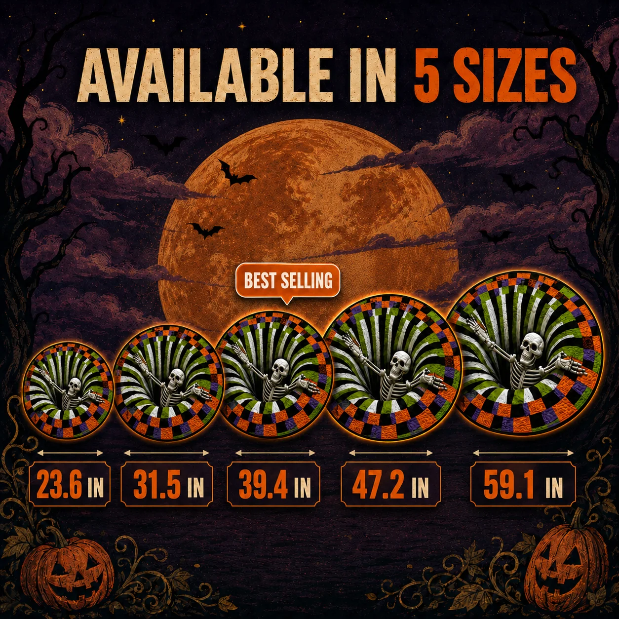 Halloween Sale - 50% OFF🎃 2026 Globally Popular New 3D Vortex Quilted Round Halloween Rug