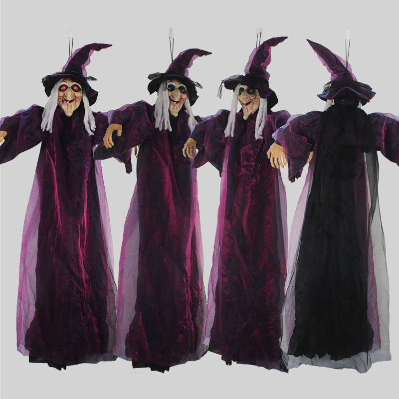 Voice-Activated Hanging Witch Horror Decoration