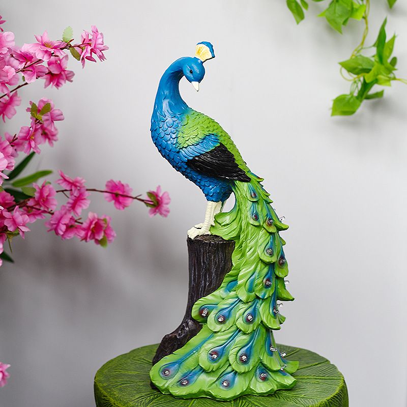 Solar-Powered Peacock Glow Sculpture
