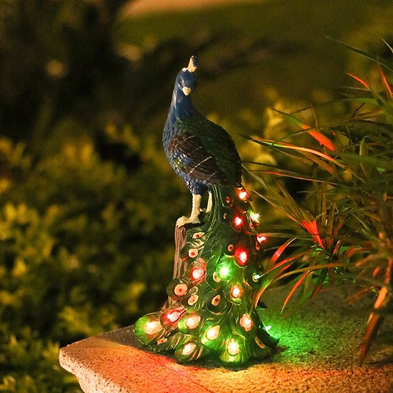 Solar-Powered Peacock Glow Sculpture