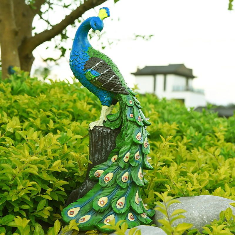 Solar-Powered Peacock Glow Sculpture