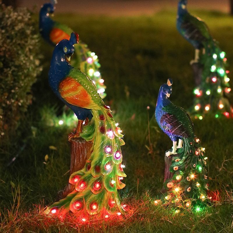 Solar-Powered Peacock Glow Sculpture