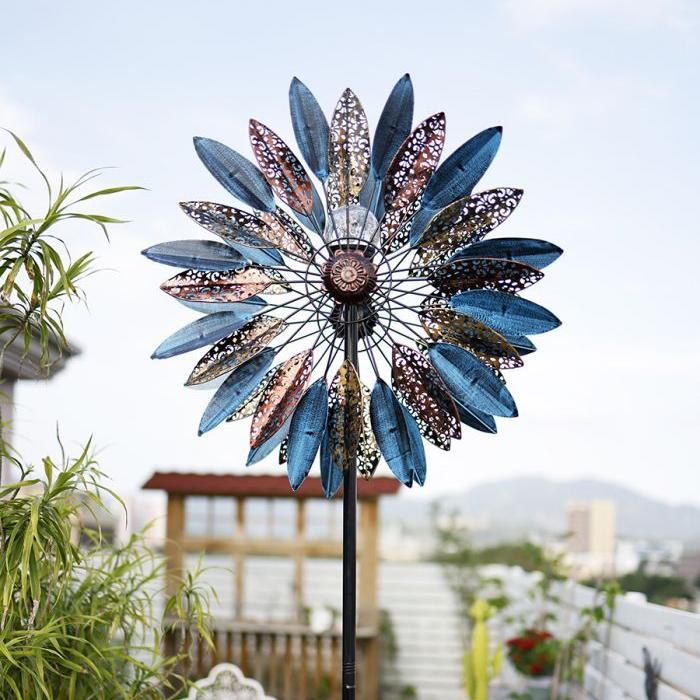 Leaf Windmill with Color Changing Solar LED Lights