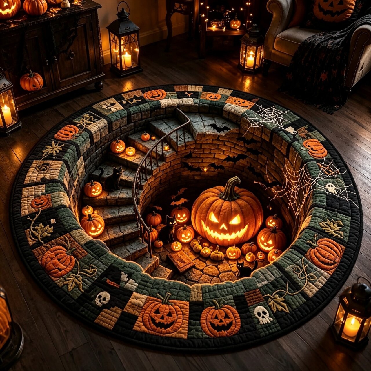 Halloween Sale - 50% OFF🎃 2026 Globally Popular New 3D Vortex Quilted Round Halloween Rug