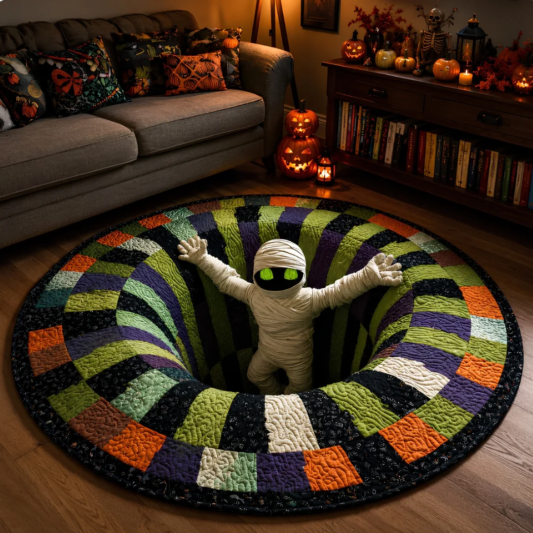 Halloween Sale - 50% OFF🎃 2026 Globally Popular New 3D Vortex Quilted Round Halloween Rug