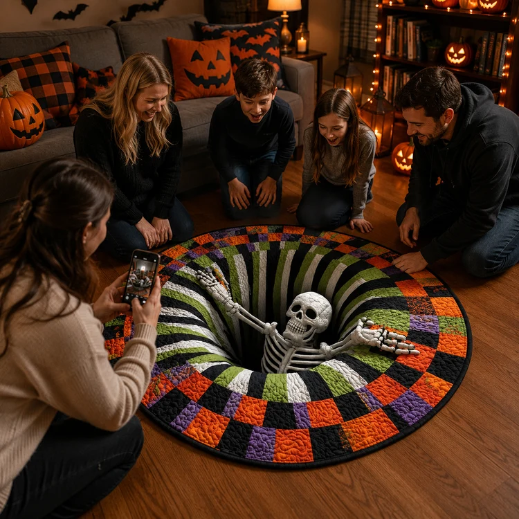 Halloween Sale - 50% OFF🎃 2026 Globally Popular New 3D Vortex Quilted Round Halloween Rug