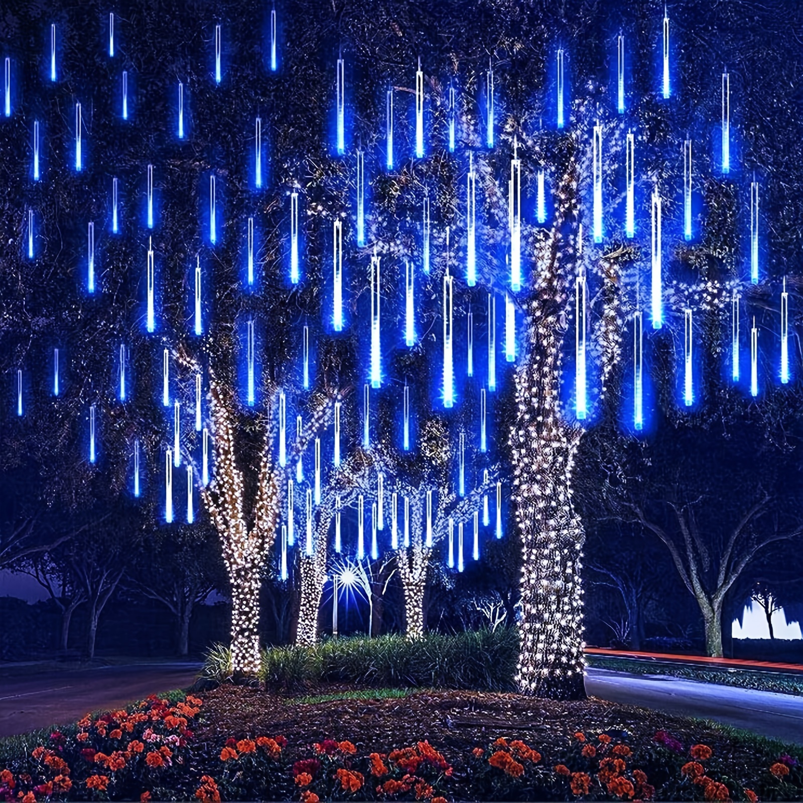 1pc Outdoor Solar Meteor Lights Christmas Lights String Lights For Garden Tree Holiday Party Decorations
