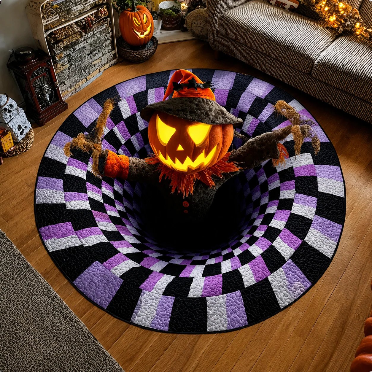 Halloween Sale - 50% OFF🎃 2026 Globally Popular New 3D Vortex Quilted Round Halloween Rug