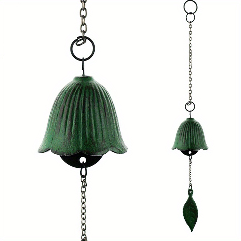 Metal Retro Hanging Leaf Bell, Balcony Outdoor Garden Hanging Decoration