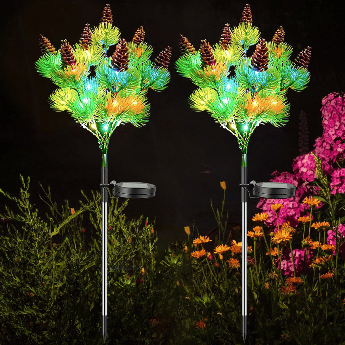 🎆Solar Powered Pine Cone Flowers Lights🌲