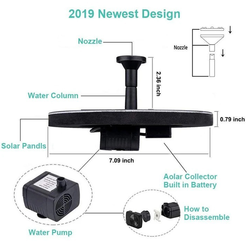 SOLAR POWER BIRD WATER FOUNTAIN
