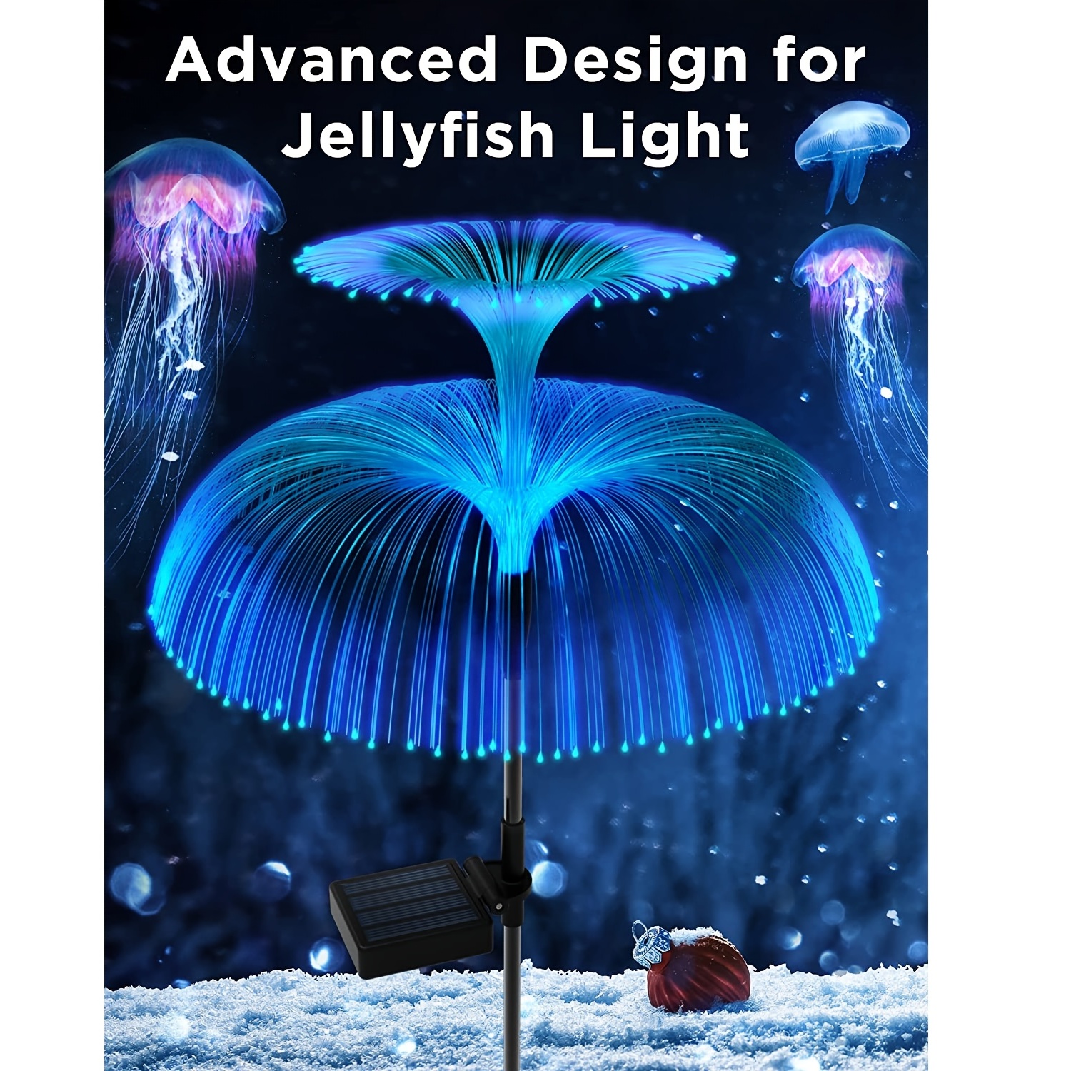 Solar Double-layer Jellyfish Lights, Christmas New Year Decoration Outdoor Waterproof Solar Garden Lights, 7 Colors, Holiday Decorations, Enlarged Square Solar Panels, 600mAh Battery