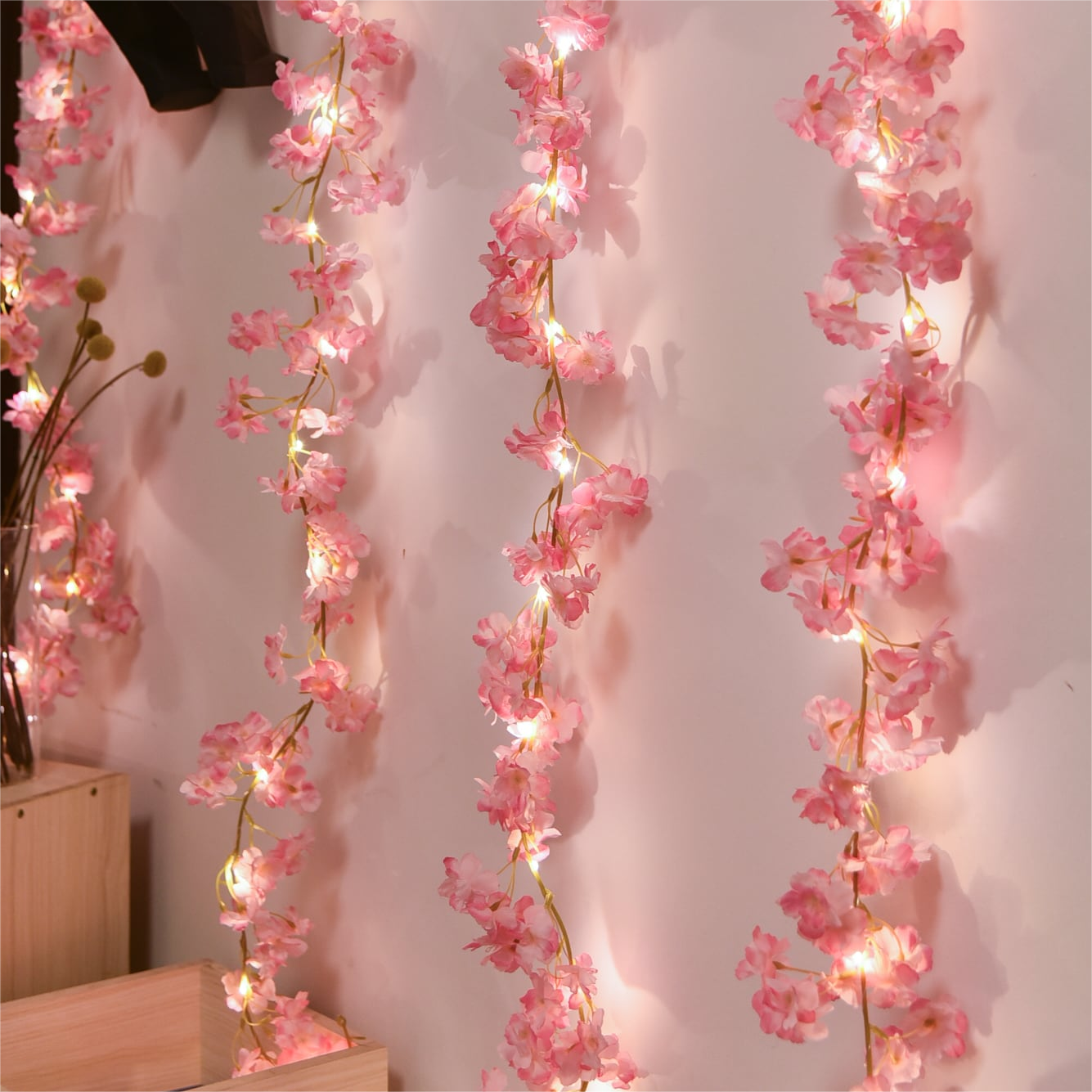 LED Cherry Blossom Lamp String Yard Light New Year Decorations,(1pc 6.56ft 20 Led)