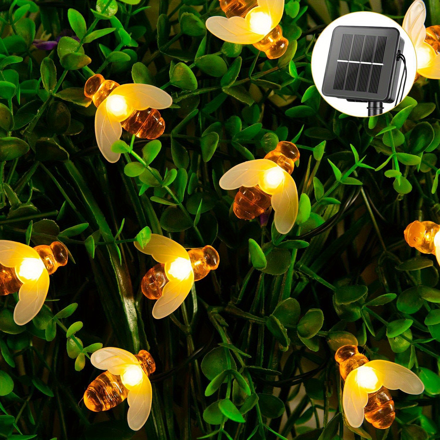 Solar Lights String, Outdoor Waterproof Simulation Honey Bees Decor Garden Lights For Garden 