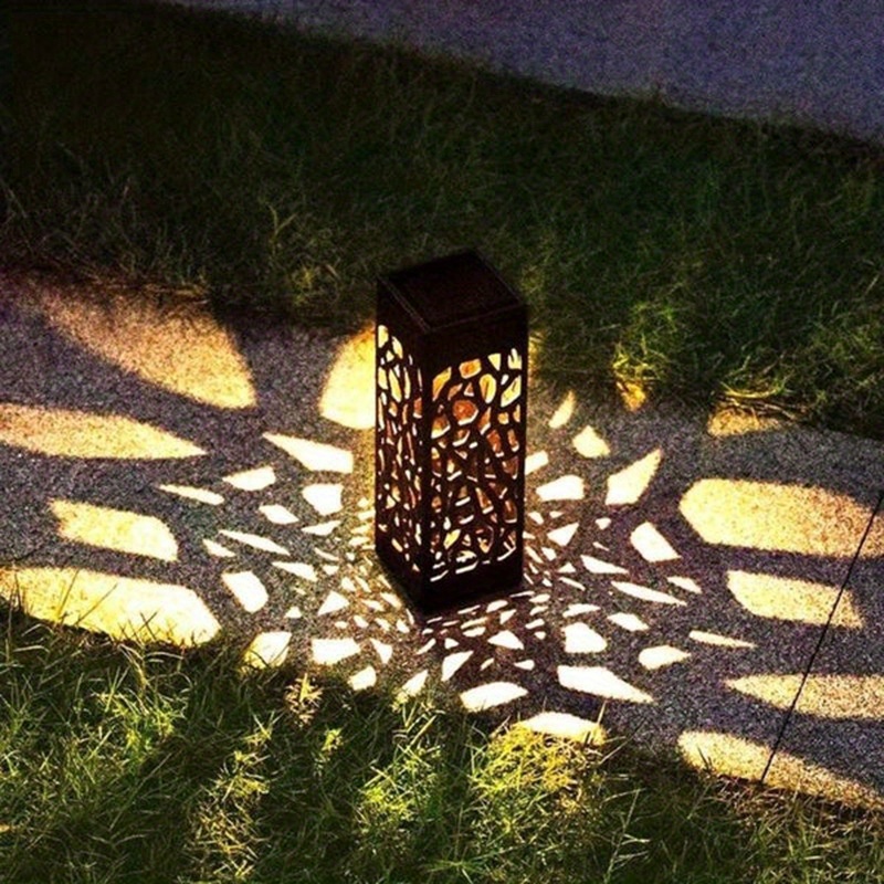 6pcs Outdoor Lawn Light Hollow Out Waterproof Lighting Solar Landscape Light For Outdoor Park Camping Lawn