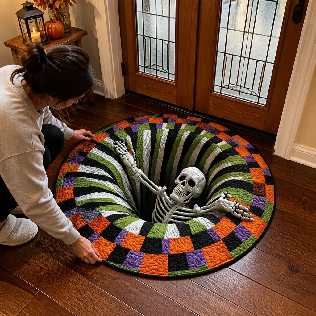 Halloween Sale - 50% OFF🎃 2026 Globally Popular New 3D Vortex Quilted Round Halloween Rug
