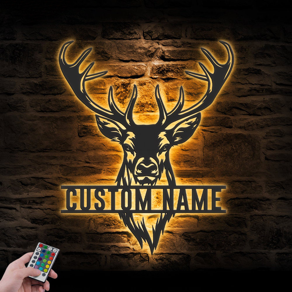 Personalized Custom Deer Wooden Sign with LED Lights