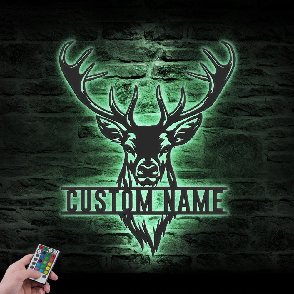 Personalized Custom Deer Wooden Sign with LED Lights