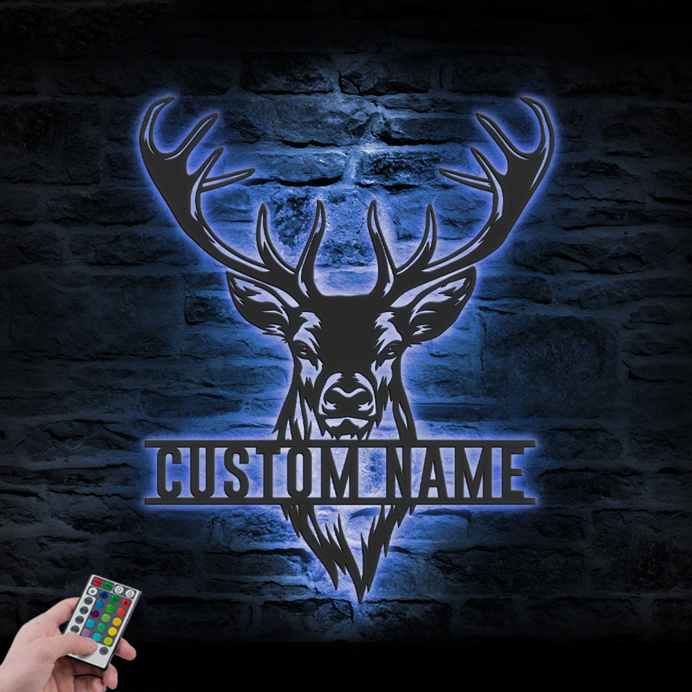 Personalized Custom Deer Wooden Sign with LED Lights
