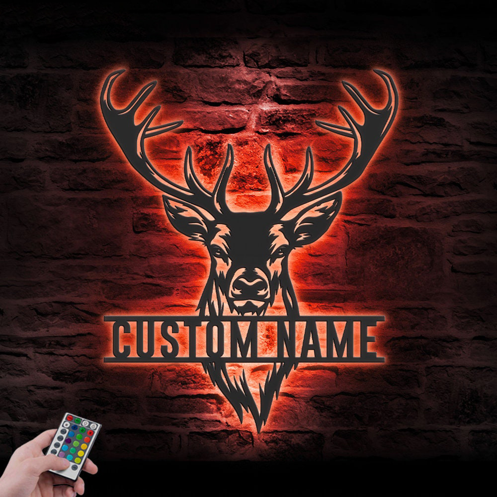 Personalized Custom Deer Wooden Sign with LED Lights