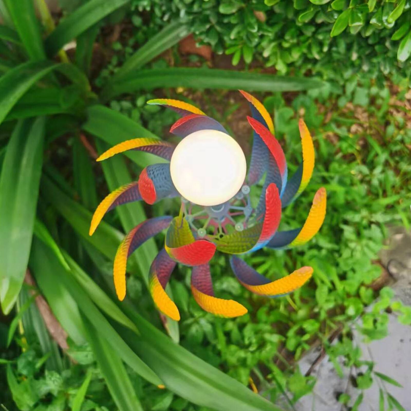 Color Vortex - Metal Windmill with Solar LED Lights