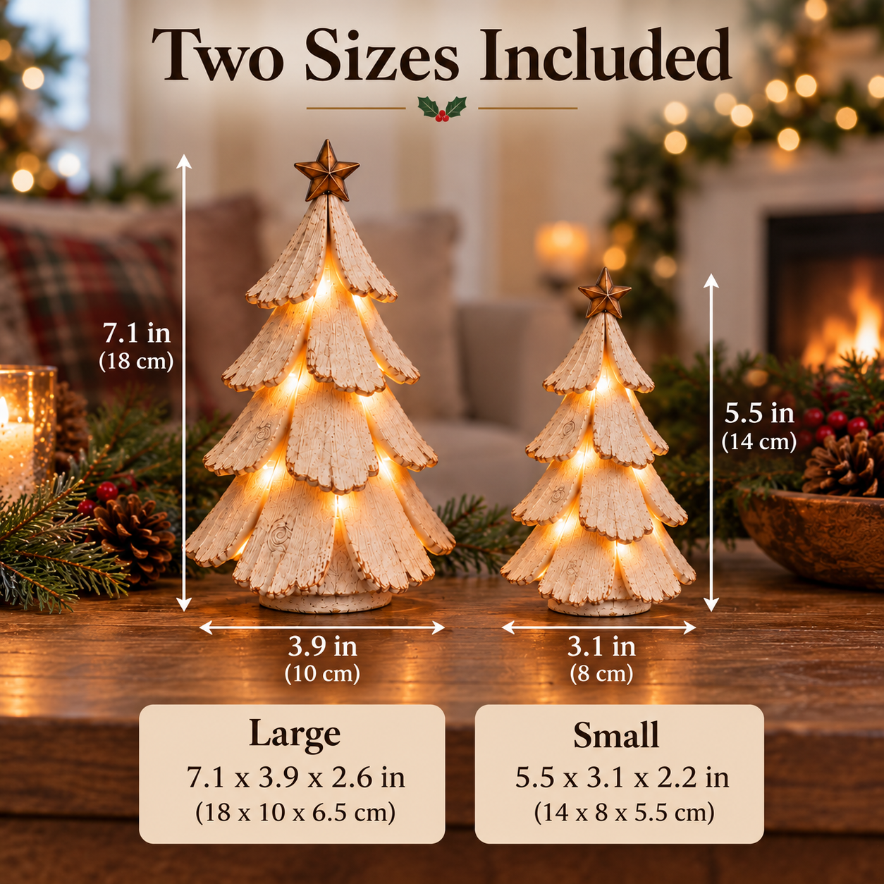 Large and small Christmas tree dimensions