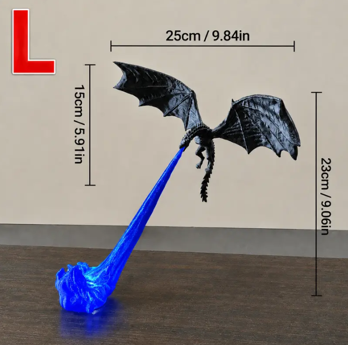 Large blue LED fire breathing dragon fantasy display