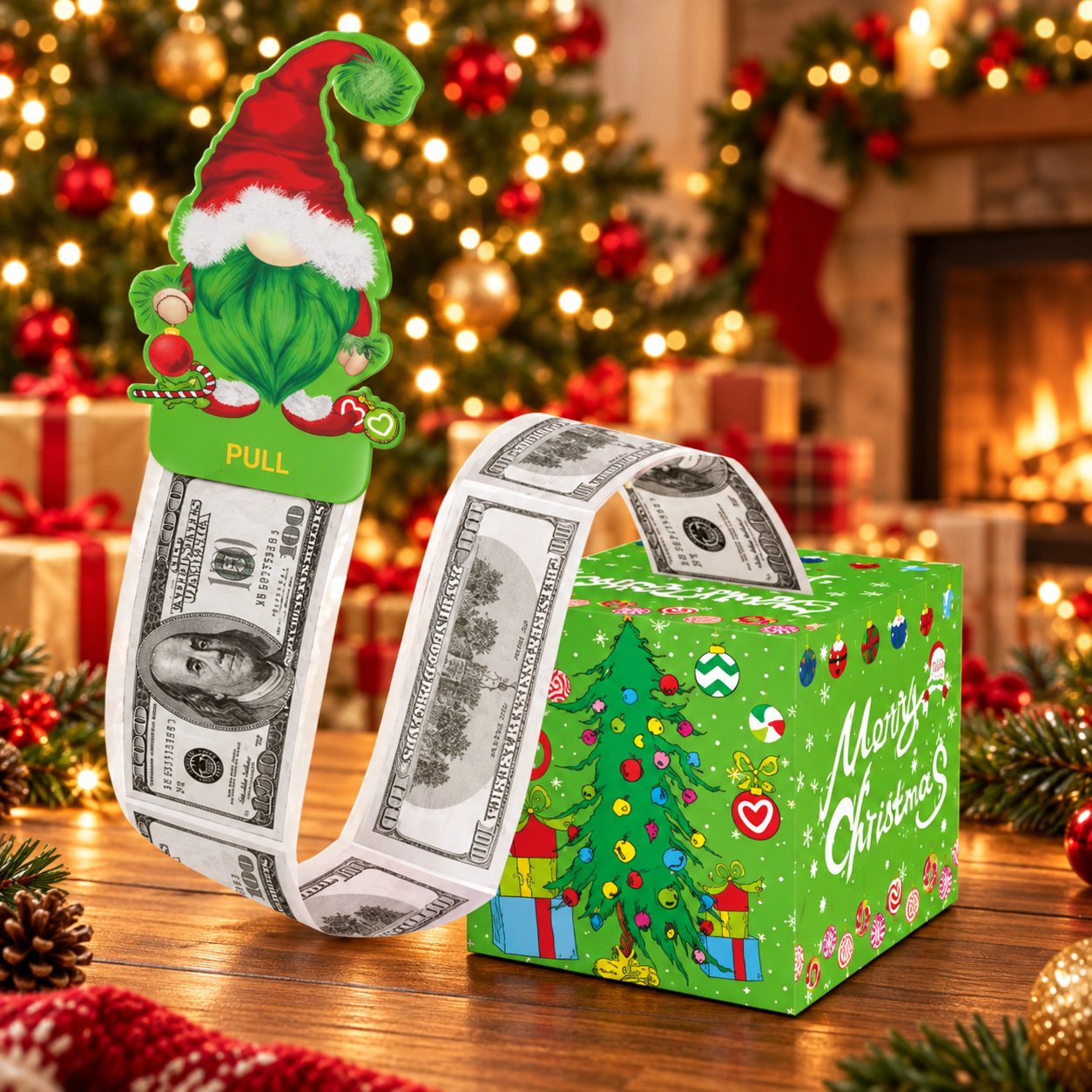 💵🎄 Christmas Money Pull Surprise Box – Fun Cash Gift Holder for Family & Friends 🎁