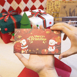 Interactive pocket-by-pocket Christmas cash card reveal