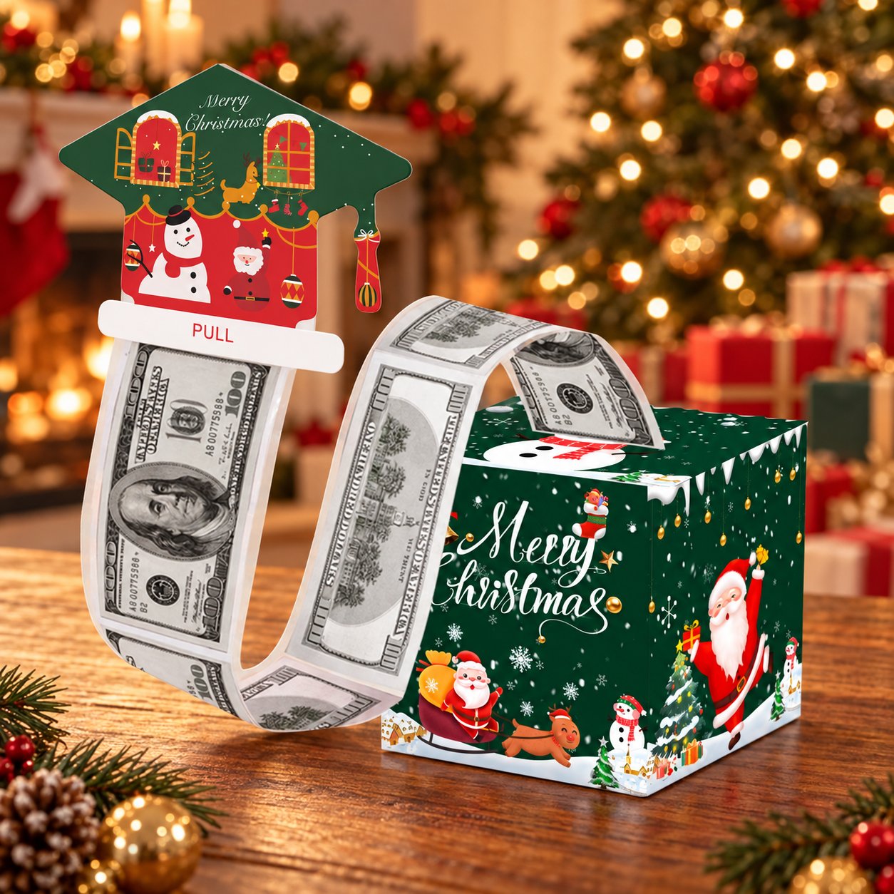 💵🎄 Christmas Money Pull Surprise Box – Fun Cash Gift Holder for Family & Friends 🎁