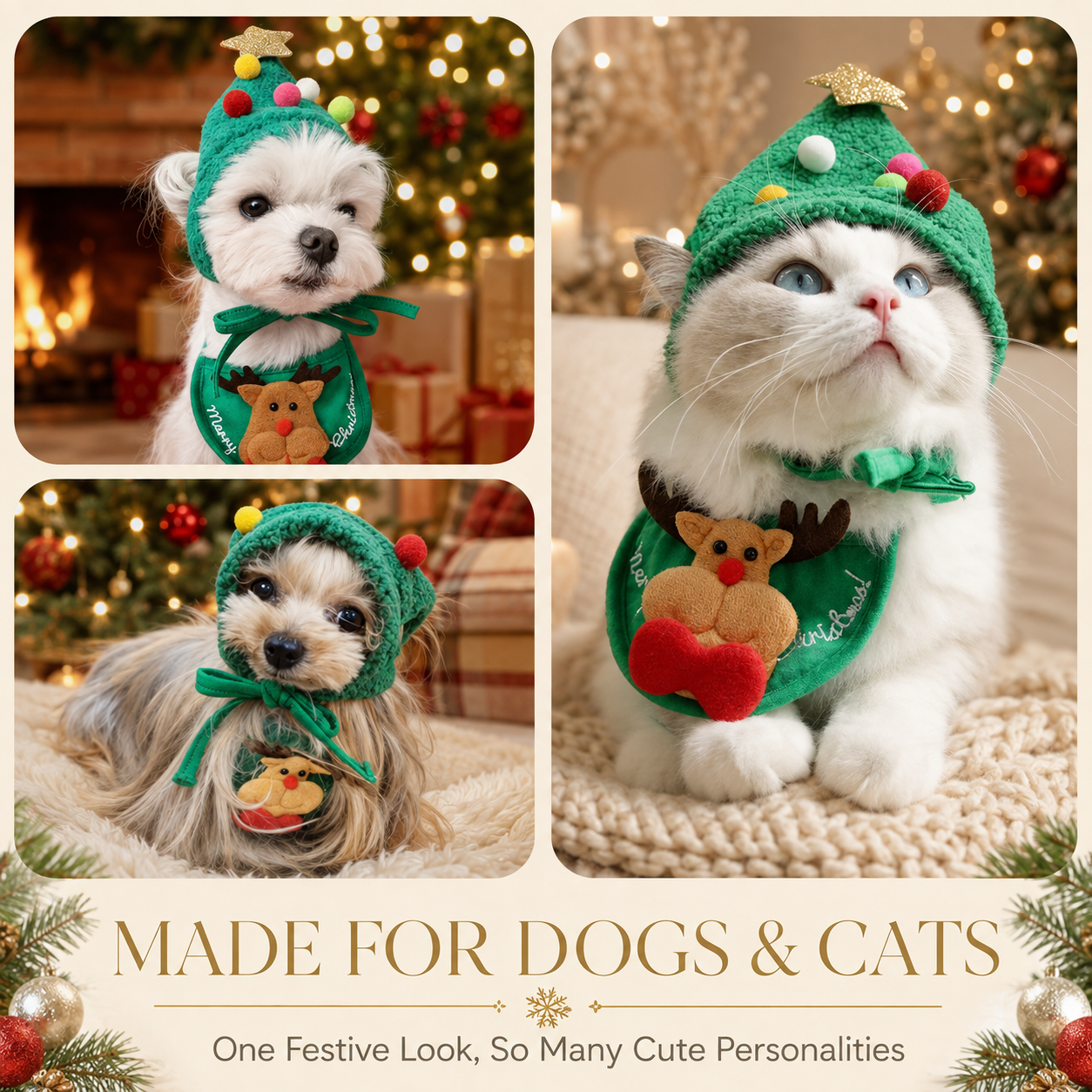 🎄Adorable Christmas Tree Pom-Pom Hat 🔥