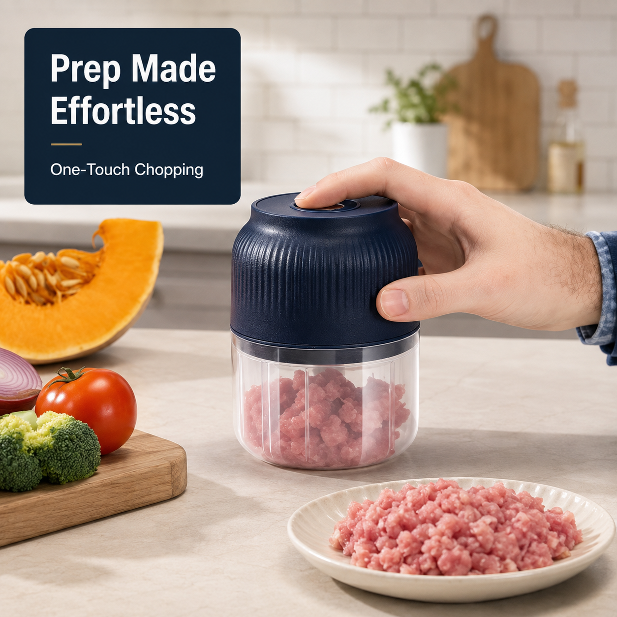 Hot Sale-Electric Mini Portable Veggie Chopper