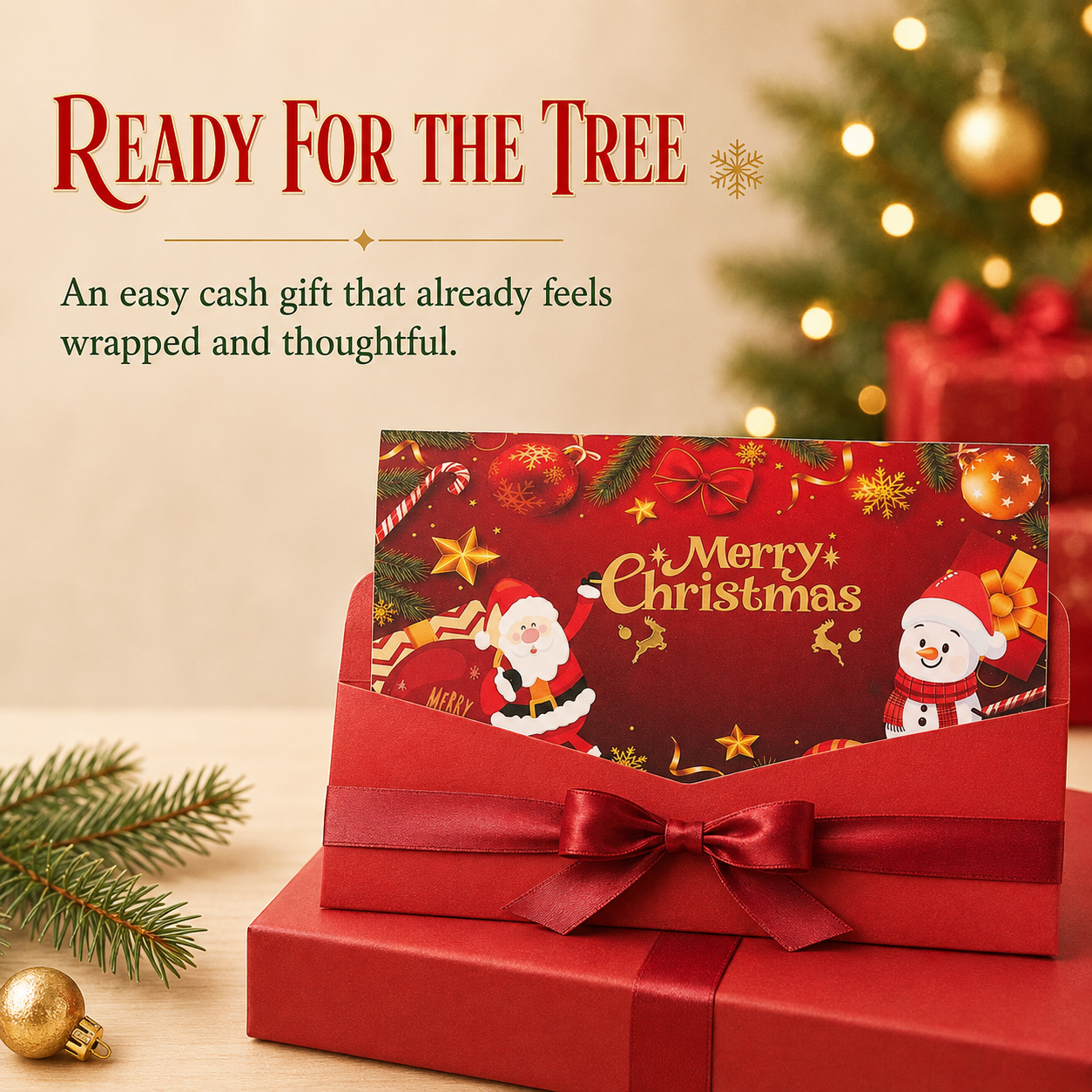 Ready-to-give Christmas cash card for many recipients