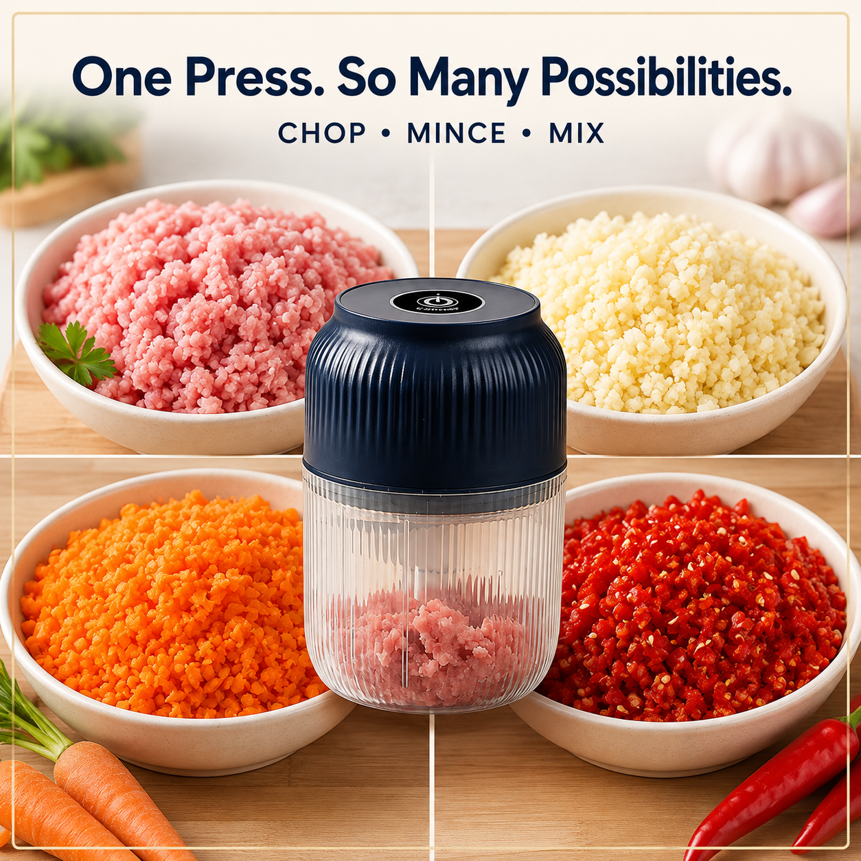 Hot Sale-Electric Mini Portable Veggie Chopper