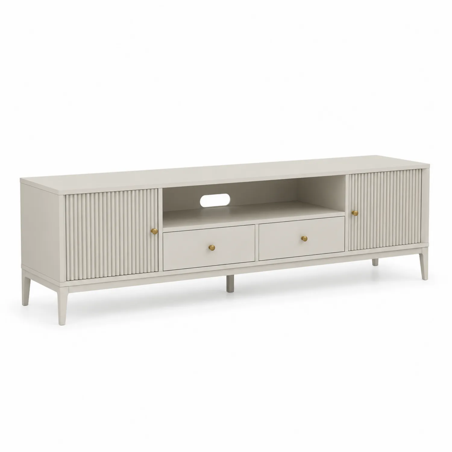 Meuble TV en Bois avec Portes et Tiroirs