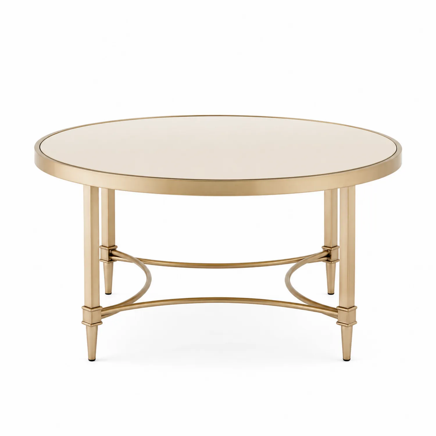 Table basse ronde en verre trempé et métal doré 90 cm